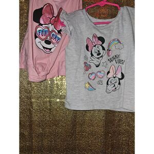 ✨ Minnie Mouse Glitter Shirt Set (2-Pack) – Girls Size 3T